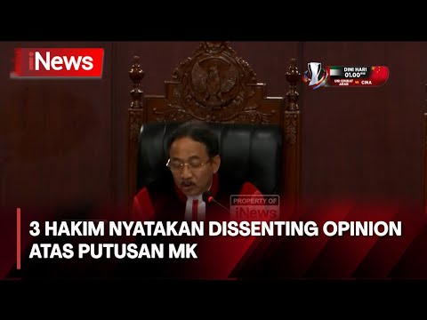 MK Tolak Permohonan Paslon 1 dan 3, Tiga Hakim Nyatakan Dissenting Opinion - iNews Sore 22/04