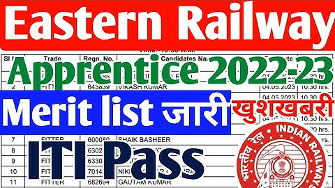 Eastern Railway Apprentice 2022-23 merit list जारी, ITI Railway Apprentice Kolkata Merit list 2023