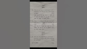 Hydrology And Oceanography paper 5th Sem (Geography Hons. 2024) #Exam.com