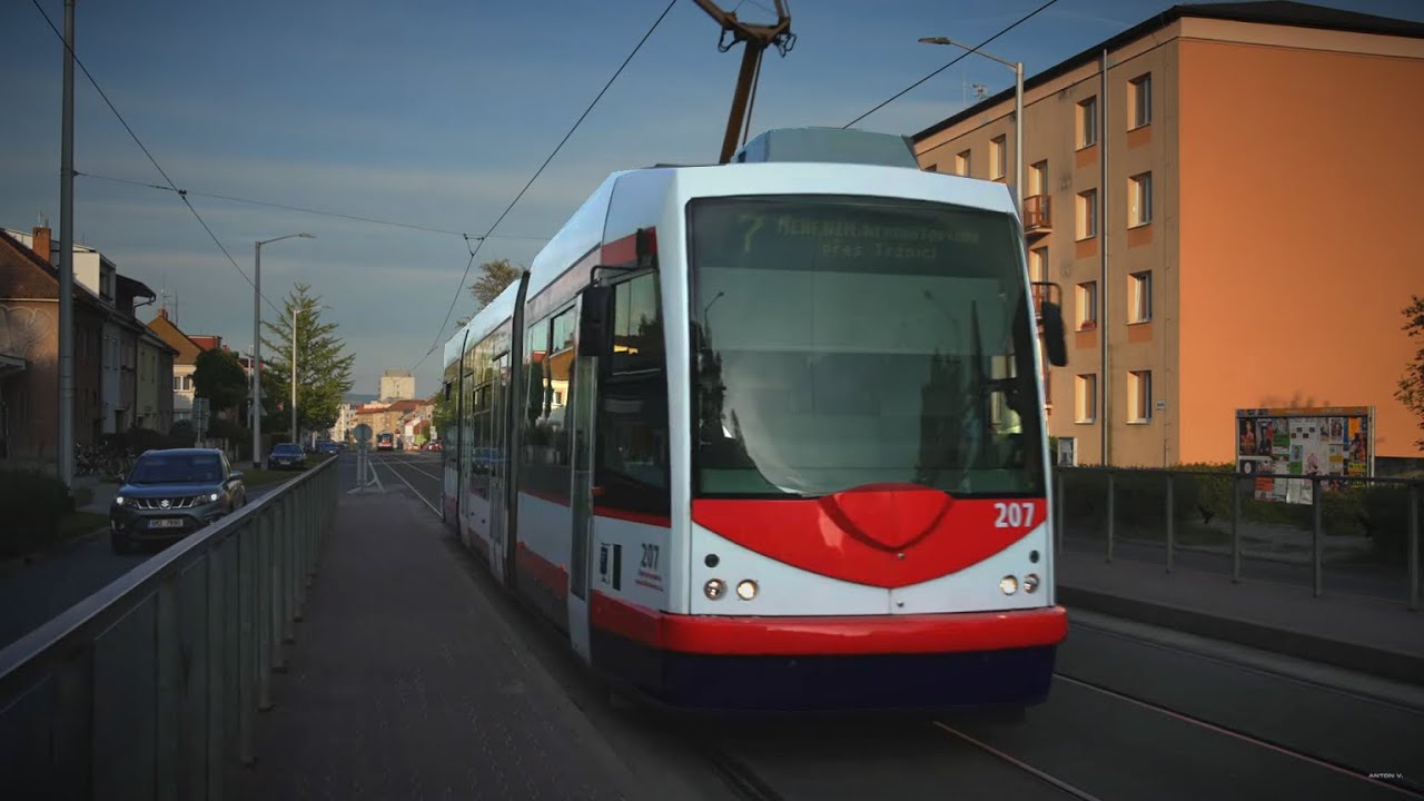 Czech Republic, Olomouc, tram 7 ride from U Kovárny to Hřbitovy