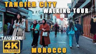 Tangier city DAY TO NIGHT walking tour 2024  Morocco 4k UHD