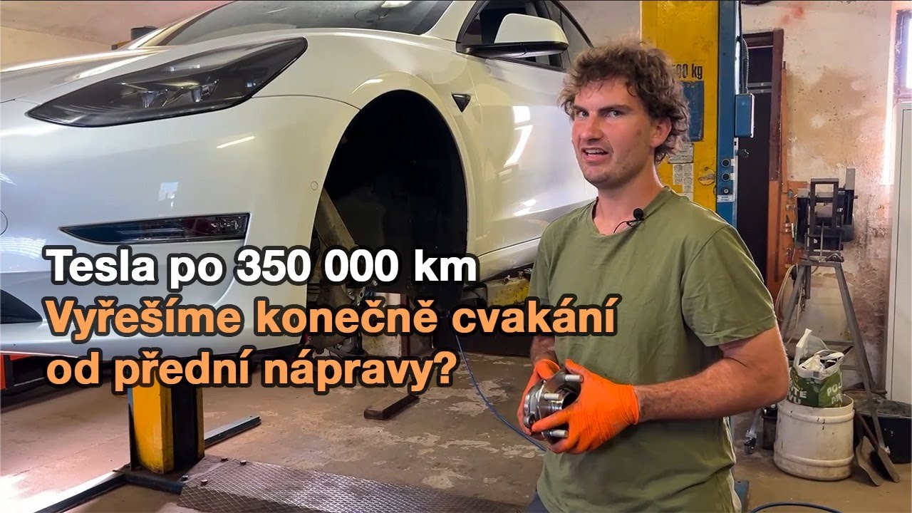 Tesla Model 3 po 350 000 km - výměna předních nábojů s ložisky