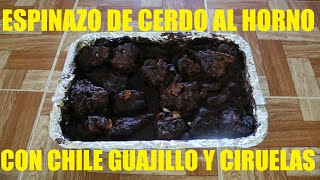 Espinazo De Cerdo Al Horno, Salsa De Chile Guajillo y ciruelas pasas Bienvenidos A Cocinando Con Eli