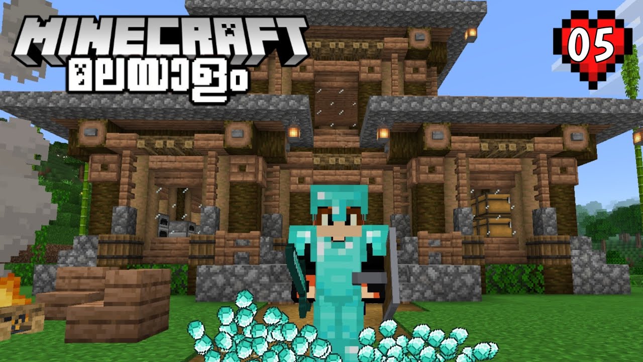 Lets Play EP05 : Full Diamond Armor & Tools | Minecraft Malayalam - YouTube