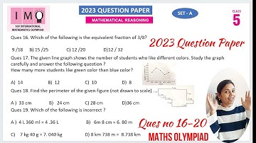 IMO 2023 Class 5 Question Paper SET A- Ques No 16-20 | Class 5 Math Olympiad Question Paper