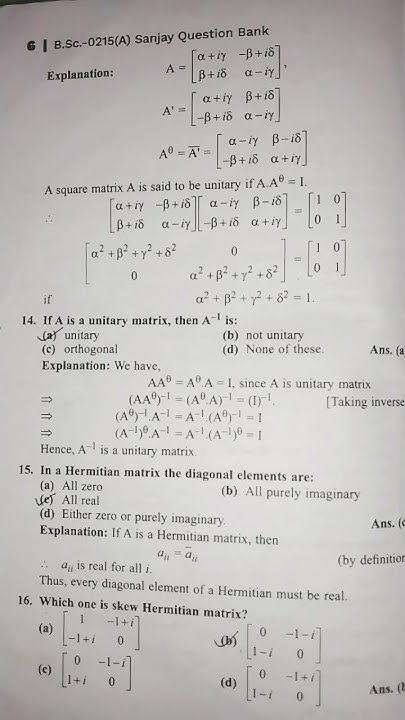 BSc. 1year 2nd semester matrices and differential equations mcqs #maths ...