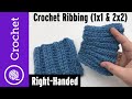 Crochet Rib Stitches 1x1 and 2x2 Ribbing | Mock Knitting