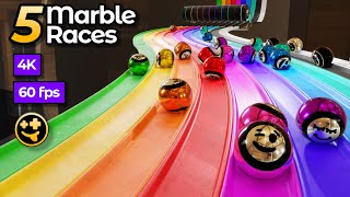 Awesome Marble Race (5-Race Marble Championship)  | #marblerace #marbles #marblerun #blender #60fps