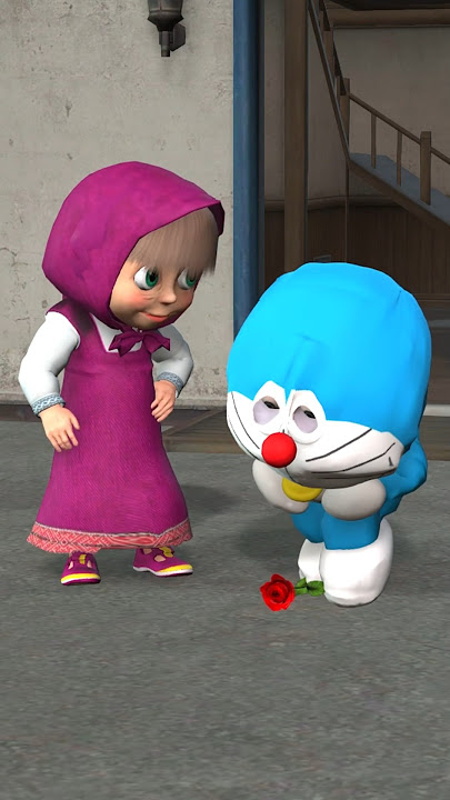 Doraemon was rejected by Masha, but SpongeBob came to help him