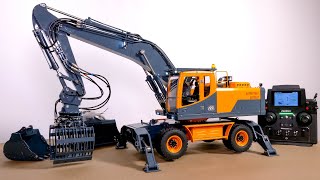 Unboxing Lesu Et30H Aoue Rc Hydraulic Wheeled Excavator Volvo Replica, Rtr, Sound, Lights, Smoke