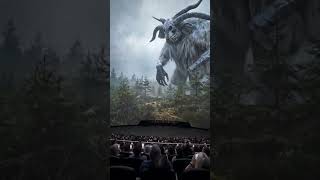 Giant Monster Attack in 4D Cinema" or "AI Creature Jump Scare​#ai #cgi #vfx #4dcinema#shorts #viral