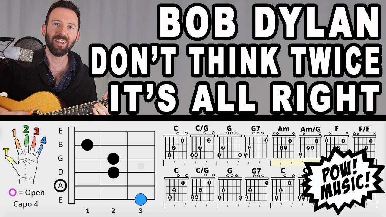 Don't Think Twice, It's All Right - Bob Dylan - Guitar Lesson - Fingerstyle  & Strumming w/ Vocals 