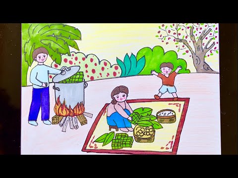 Video VẼ TRANH ĐỀ TÀI LỄ HỘI : NGÀY TẾT QUÊ EM - CẢ NHÀ ĐÓN... - youtube