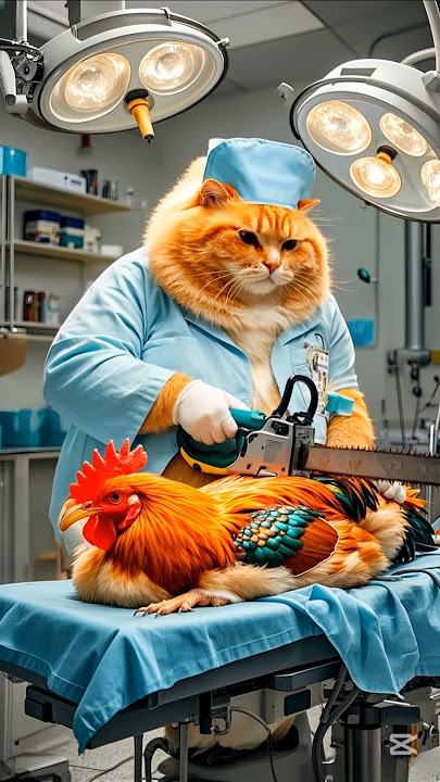 Performing surgery on the chicken #catstory #aicat #cuteanimal