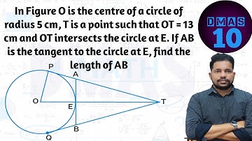 in the figure o is the centre of the circle of radius 5 cm t is a point such that OT=13cm and OT