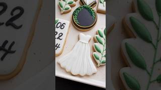 Wedding dress cookie from black and white bridal shower order #cookiedecorating #royalicing
