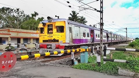 Super Speedy Shiny Colourful EMU Local Train Skip Between Railgate Furiously | Eastern Railways