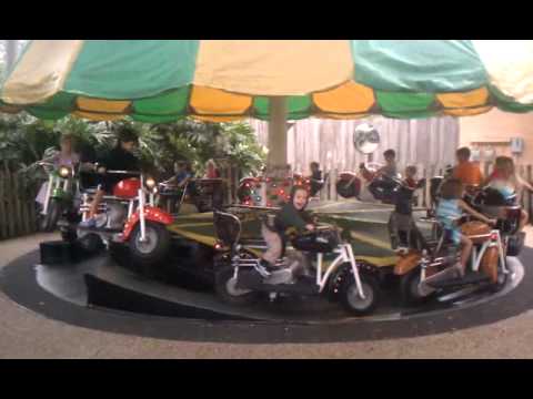 Toren riding motorcycle at Busch Gardens