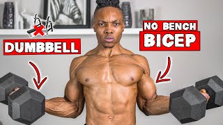 DUMBBELL ONLY BICEP WORKOUT AT HOME | NO BENCH NEEDED