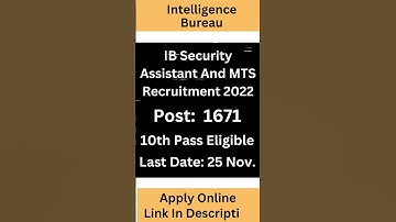 IB Security Assistant And MTS Recruitment 2022 Notification Apply Online |