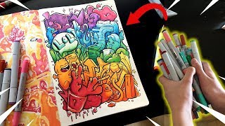 Hey everyone! today i coloured in the doodle did live last video,
except had to use every single marker have but only allowing myself
each one 1...