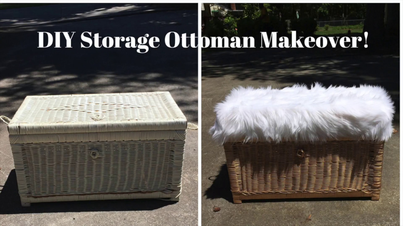 DIY Storage Ottoman Makeover YouTube