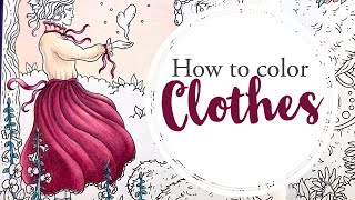 How to Color Clothes⎢Adult Coloring Tutorial⎢Tales from the Witch&#39;s Cottage by Hanna Karlzon