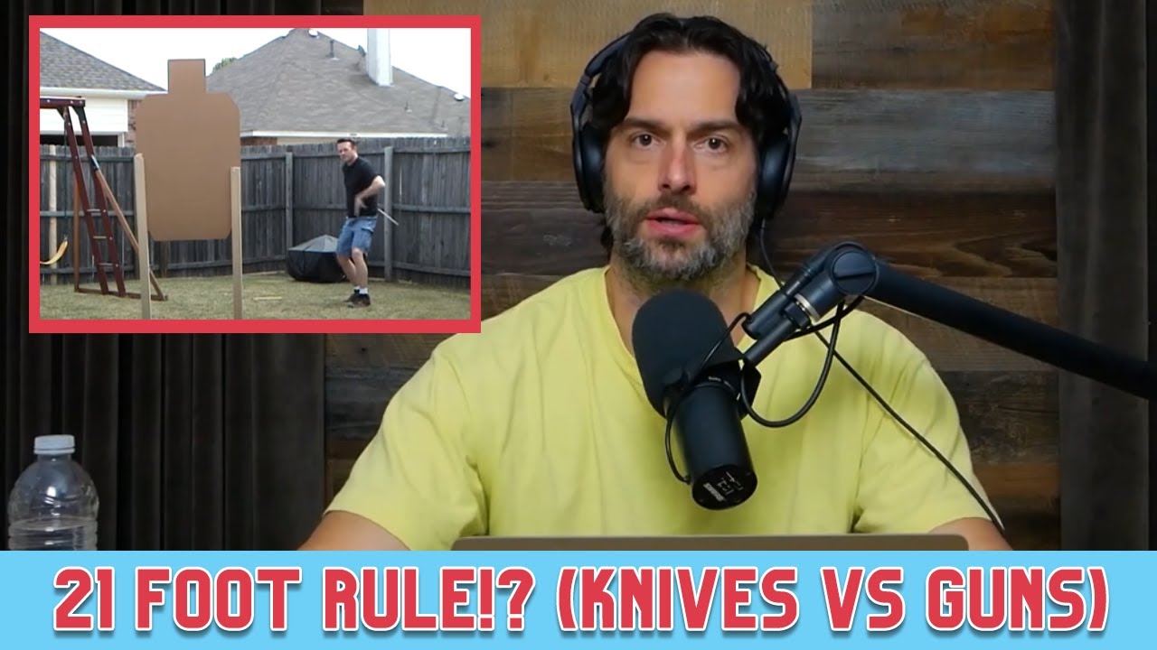 Chris D'Elia Reacts to Hilarious 21 Foot Rule Video (Knives vs Guns)