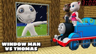 THE MAN FROM THE WINDOW VS THOMAS TRAIN in Minecraft 3 AM - Gameplay - Coffin Meme