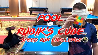 POOL VS BLINDFOLD RUBIK'S CUBE | Speed run challenge