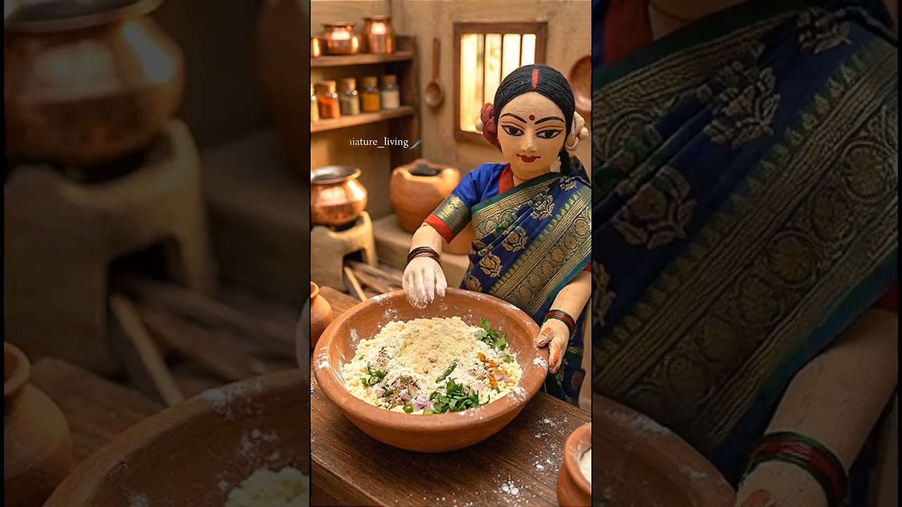 miniature doll making pakoda 