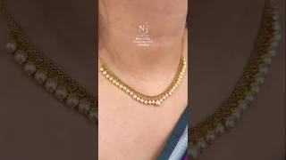 Very beautiful and lightweight gold pearl necklaces design ll pavithralochan
