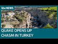 Turkeysyria earthquake ripped huge chasm in what was once an olive field near antakya  itv news