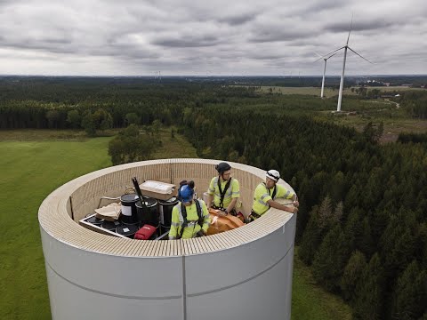 World’s tallest wooden wind turbine tower