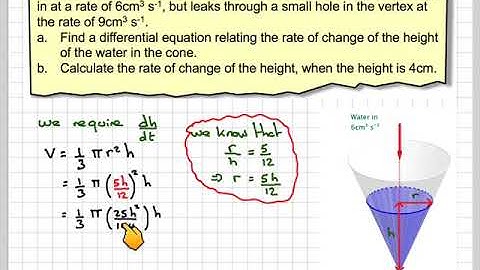Rate of change of height of a water in a cone