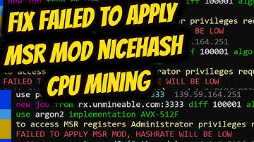 Failed to Apply MSR mod Nicehash Fix CPU Mining