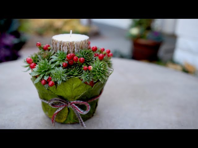 DIY Leaf-Wrapped Pot Candle Holder   // Garden Answer