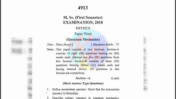 M.sc.first semester  Physics paper third (quantum mechanics) Kumaun university