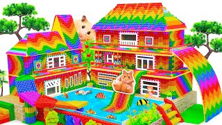 DIY - How to Build Mini Villa House With Triple Rainbow Water Slide From Magnetic Balls ASMR Video