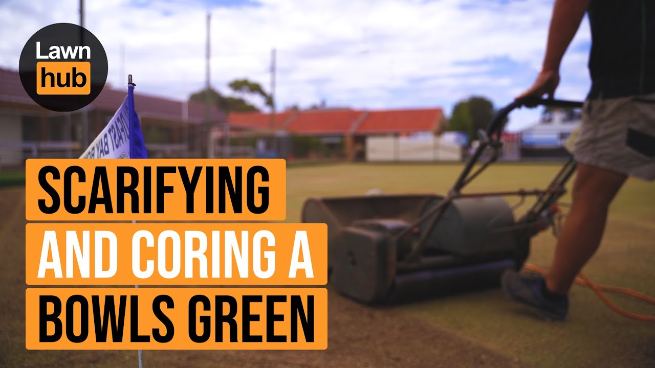 Scarifying and coring a bowls green YouTube