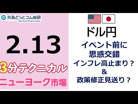 ドル/円見通し 「イベント前に思惑交錯、インフレ高止まり？ ＆ 政策修正見送り？」見通しズバリ！3分テクニカル分析 ニューヨーク市場の見通し　2023年2月13日