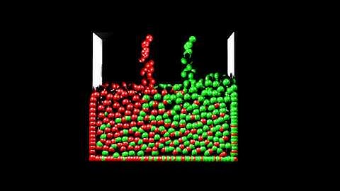 Fluid particles simulation test 1 - two fluids particles (2k)