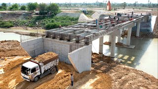 Incredible Process Team Work Connecting Road To Bridge Using Dozer And Truck5T Spreading Stone