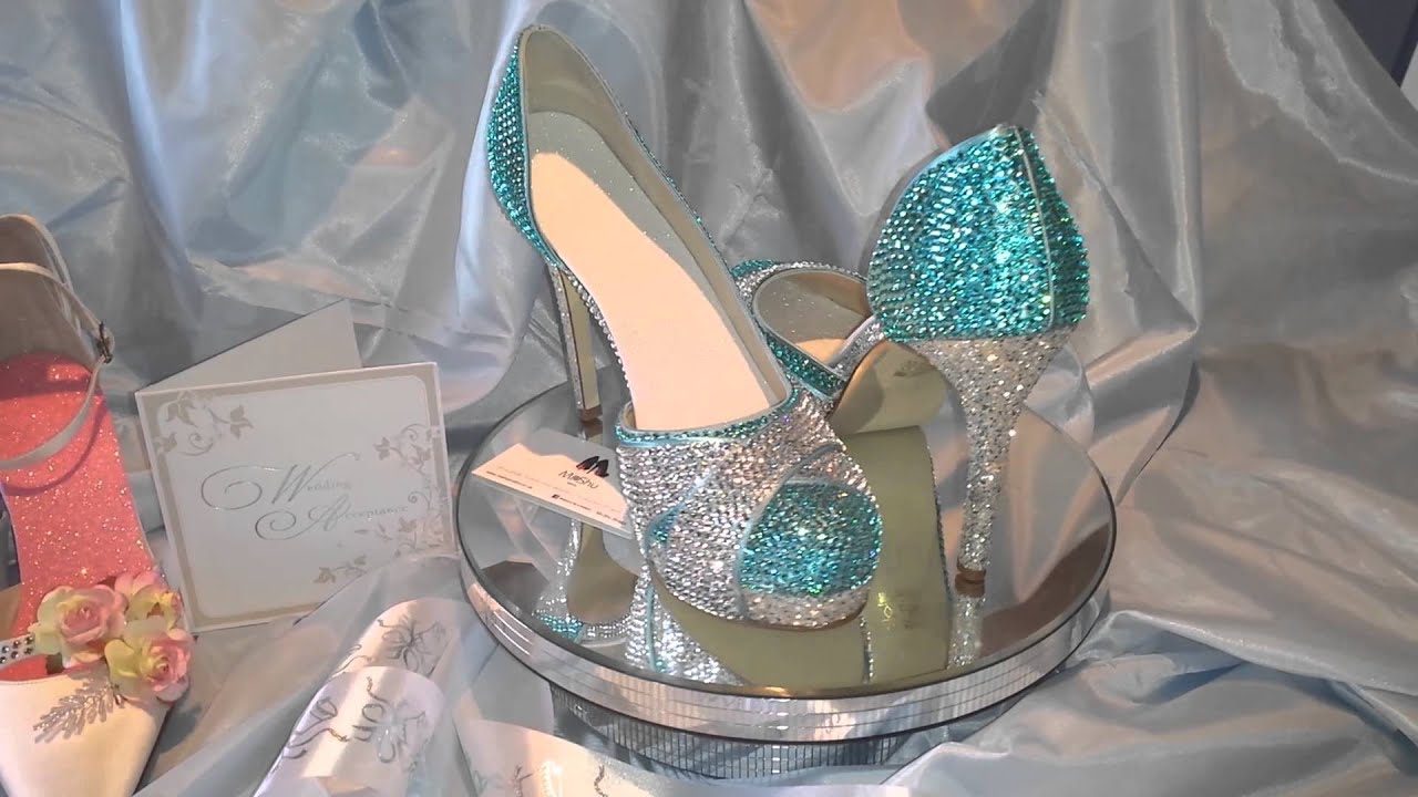 Teal Swarovski Crystal Bridal Shoes - by Mi-Shu Bristol - YouTube