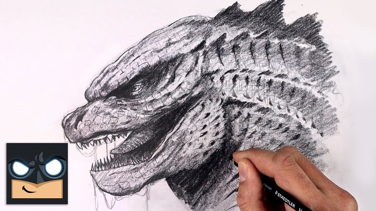 Cómo dibujar Godzilla con lápiz