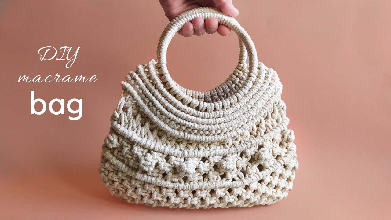 Macrame Bag with Wooden Handle - Gifts With Humanity