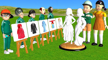 Squid Game vs Scary Teacher 3D Drawing Color Changing Character Squid Girl Challenge Who