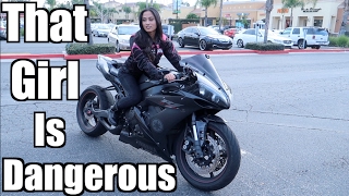 Tiny Girl on Yamaha R1 is too Dangerous!| | One Leg exercise to build BIGGER Legs!