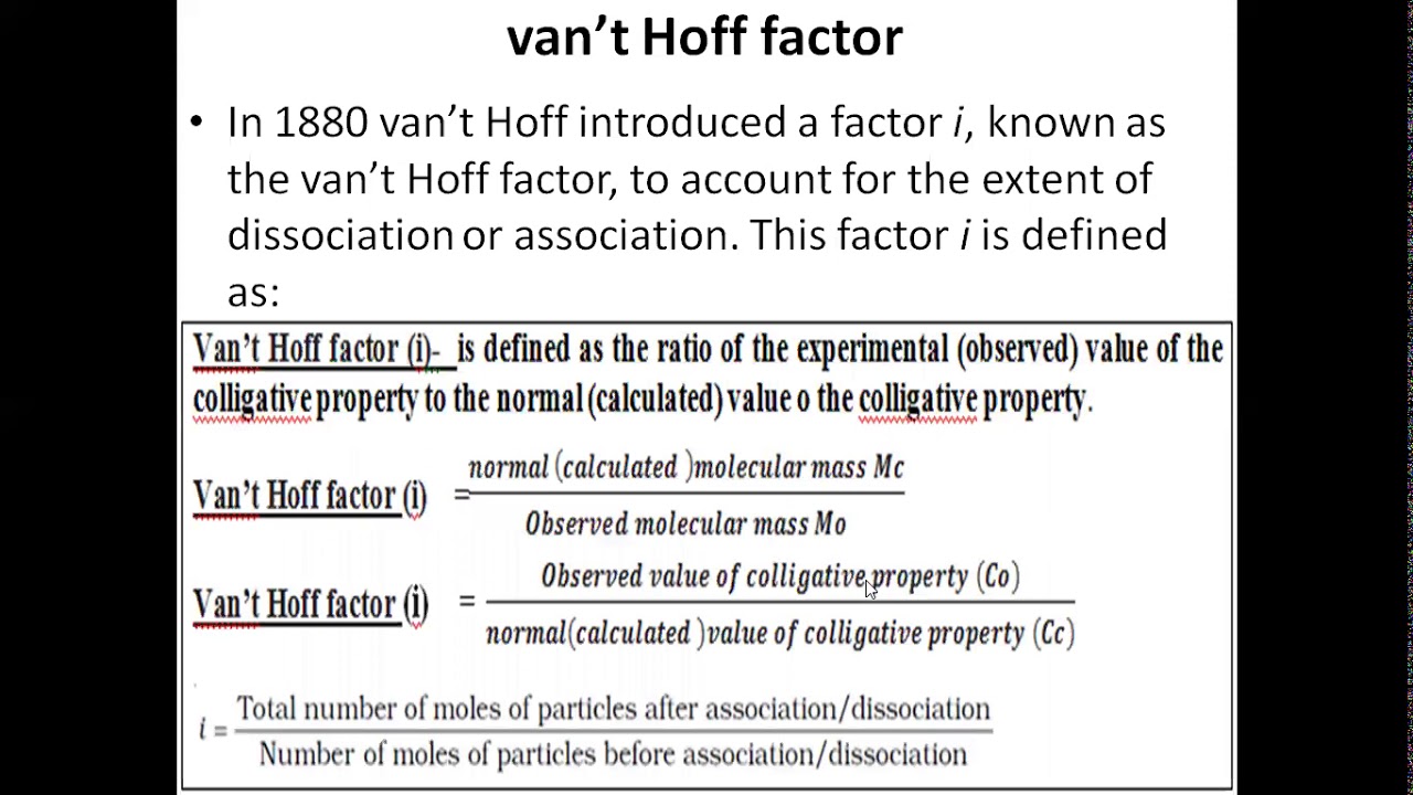 XIIChemistrySolution-Abnormal molar mass,i-Factor,Degree of dissociation/ association & numerical