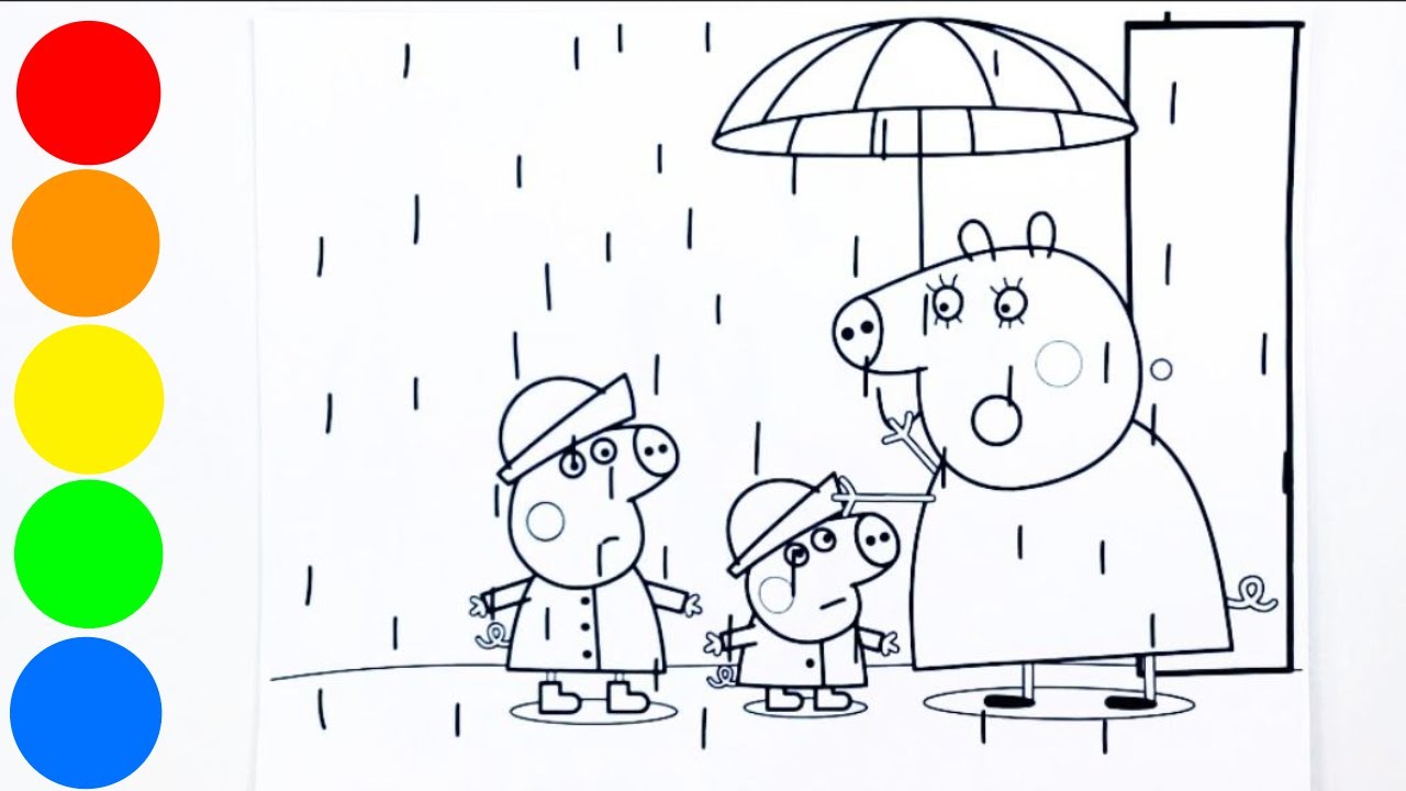 Peppa Pig on a Rainy Day.| Coloring Page - YouTube
